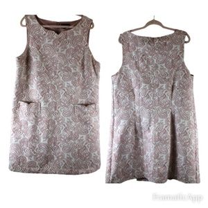 Victoria Beckham dress paisley pink white 2X sleeveless front pockets back zip